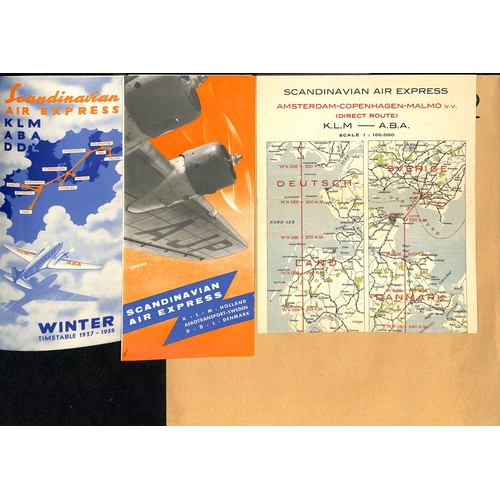 72 - Netherlands / Sweden. 1930-38 KLM Scandinavian Air Express Service advertising leaflets with time-ta... 