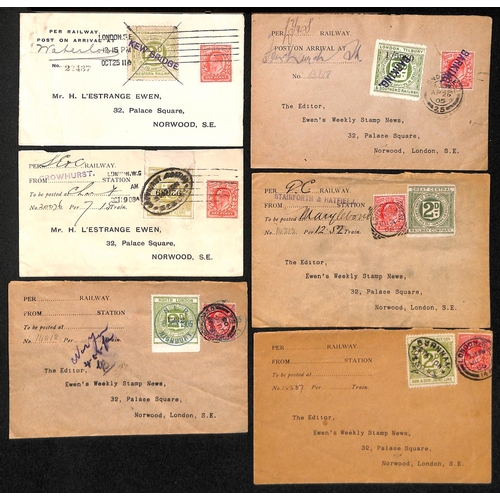 730 - 1905-11 Covers to H. L'Estrange Ewen or Ewen's Weekly Stamp News all franked KEVII 1d and bearing a ... 