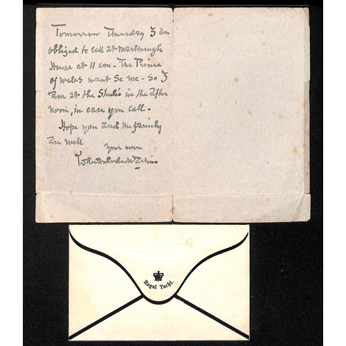 769 - King Edward VIII. 1912 Cover franked KEVII 1d, posted from Sandringham, addressed in the handwriting... 