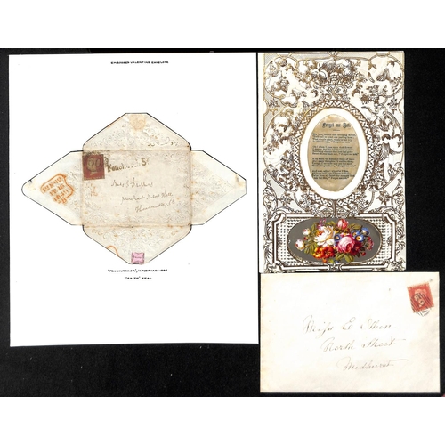 784 - c.1840-80 Valentine cards including mechanical types, fan types, boxed cards, etc. Also embossed val... 