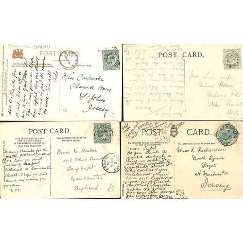 785 - 1902-10 Picture postcards and covers with various Jersey sub-office cancels including Trinity rubber... 