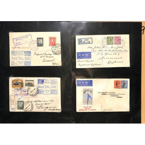 79 - Cyprus. 1932 (April 16-19) Covers carried on the first direct flight from London to Cyprus (4, one w... 