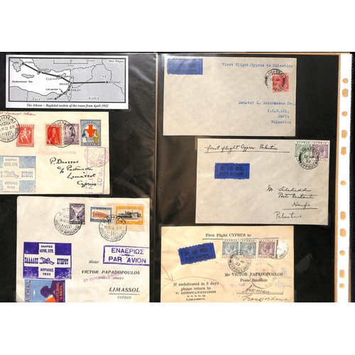 79 - Cyprus. 1932 (April 16-19) Covers carried on the first direct flight from London to Cyprus (4, one w... 