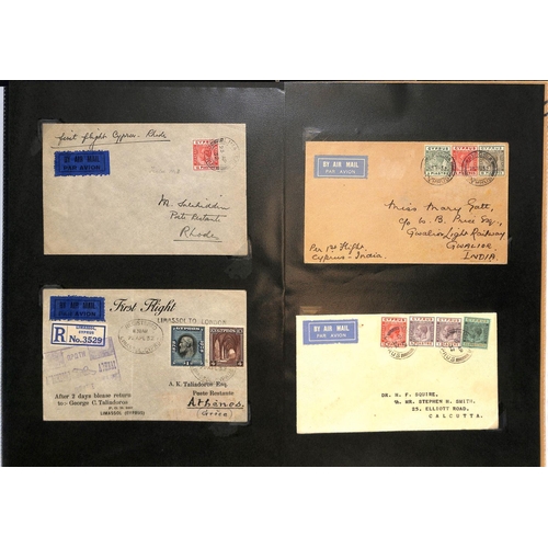 79 - Cyprus. 1932 (April 16-19) Covers carried on the first direct flight from London to Cyprus (4, one w... 