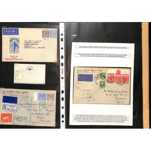 79 - Cyprus. 1932 (April 16-19) Covers carried on the first direct flight from London to Cyprus (4, one w... 