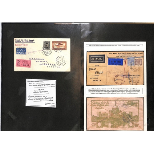 79 - Cyprus. 1932 (April 16-19) Covers carried on the first direct flight from London to Cyprus (4, one w... 