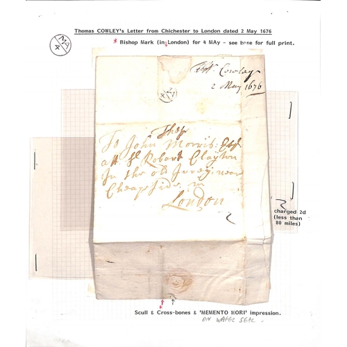 803 - 1676 Entire letter from Thomas Cowley in Chichester, addressed 