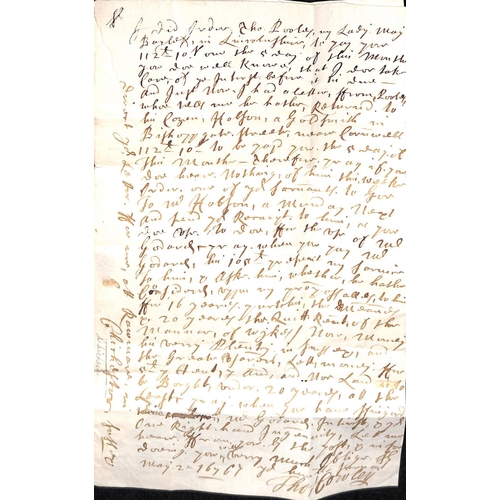 803 - 1676 Entire letter from Thomas Cowley in Chichester, addressed 