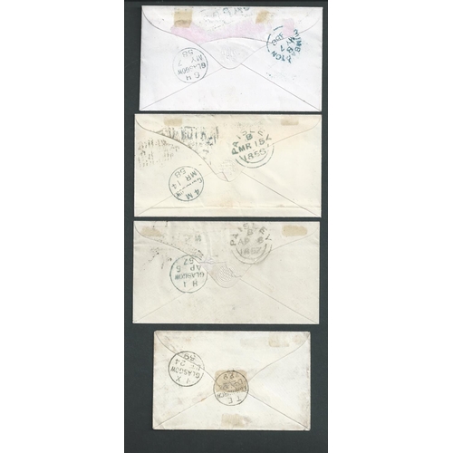 819 - Scots Local Cancels. c.1854-59 Covers (4) and pieces (7) bearing 1d reds, and single 1d stamps (3), ... 