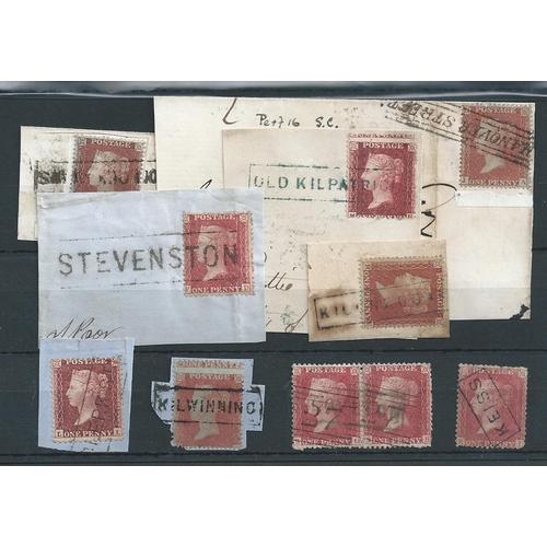 819 - Scots Local Cancels. c.1854-59 Covers (4) and pieces (7) bearing 1d reds, and single 1d stamps (3), ... 