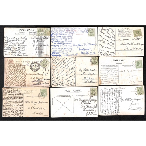 823 - Shetlands. 1827-1972 Covers, postcards and parcel tags including 1851 