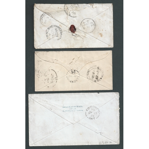 366 - Canada. 1863-78 Covers to Nova Scotia (2) or Prince Edward Island franked 6d, or to Canada franked 3... 