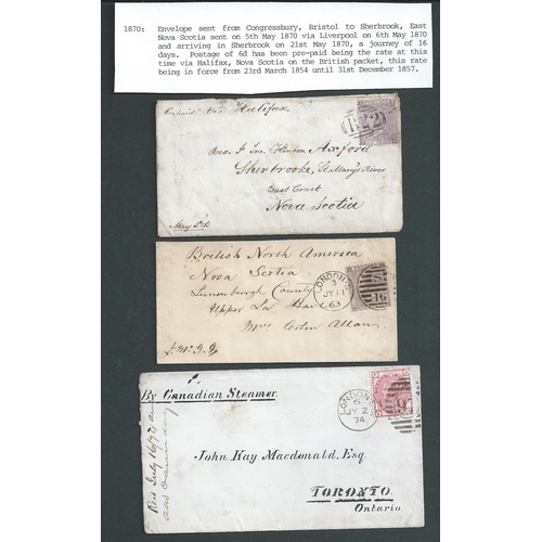 366 - Canada. 1863-78 Covers to Nova Scotia (2) or Prince Edward Island franked 6d, or to Canada franked 3... 