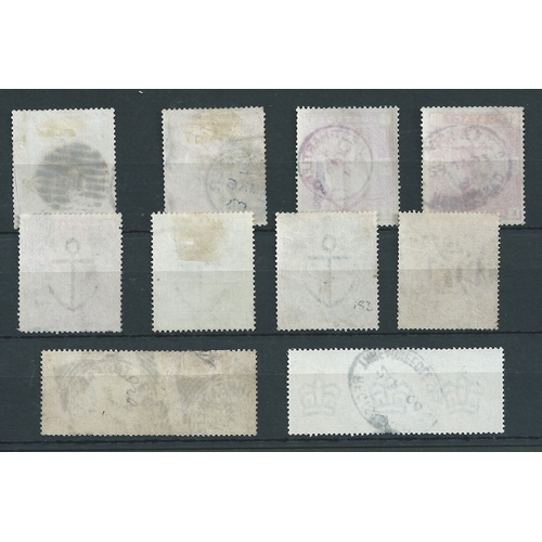 368 - 1867-1900 Selection comprising 1865 Maltese Cross 5/- plate 1 (light crease); 1883-84 2/6 (2), 5/- (... 