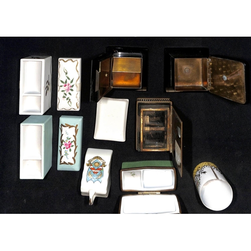 850 - Glass / Ceramics. A heavy two compartment glass box with brass lid and base, retailer's label for Ma... 