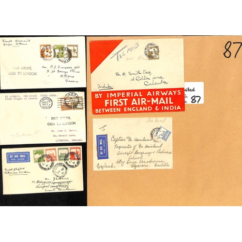 87 - Palestine. 1929-38 Covers including 1929 (Apr 2-4) first flights from Gaza to London or Calcutta and... 