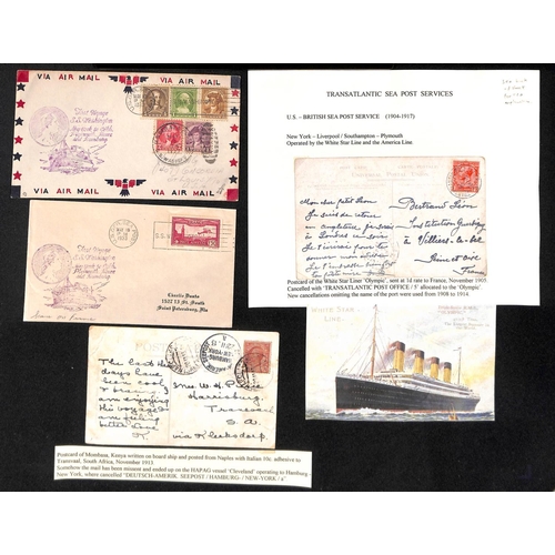 899 - Sea Post Offices. 1908-36 Covers and cards with transatlantic Sea Post cancels including 1908 