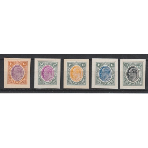 916 - First Colour Scheme, Nyasaland type 1d trials each in two differing colours, all on piece, a fine an... 