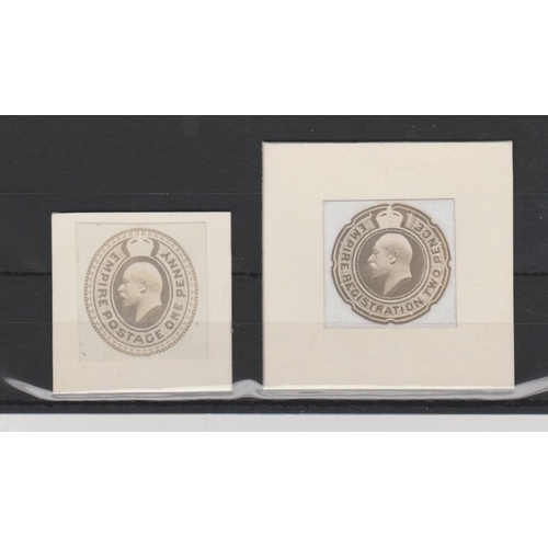 934 - c.1901 King Edward VII 1d envelope stamp and 2d registration envelope stamp, photographic essays in ... 