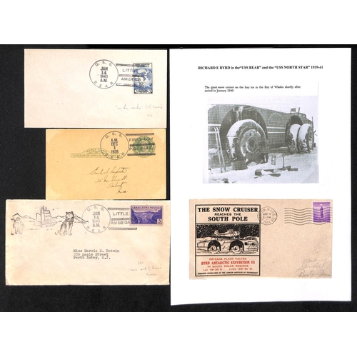 953 - Byrd Third Antarctic Expedition. 1939-41 Covers (14) and photos (10) including 1939 covers posted en... 