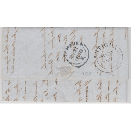 957 - 1858 (May 13) Entire letter to England with G.B 6d lilac cancelled 