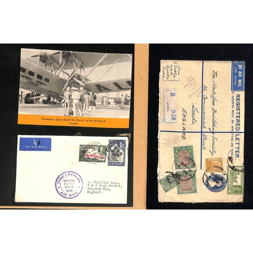 98 - 1928-38 Covers to or from India, Burma or Ceylon, including 1929 first uses of printed first flight ... 