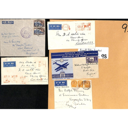 98 - 1928-38 Covers to or from India, Burma or Ceylon, including 1929 first uses of printed first flight ... 