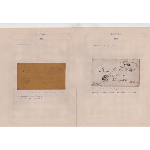 983 - 1857-78 Stampless covers all sent free of charge comprising 1857 cover sent from Montreal to Quebec ... 