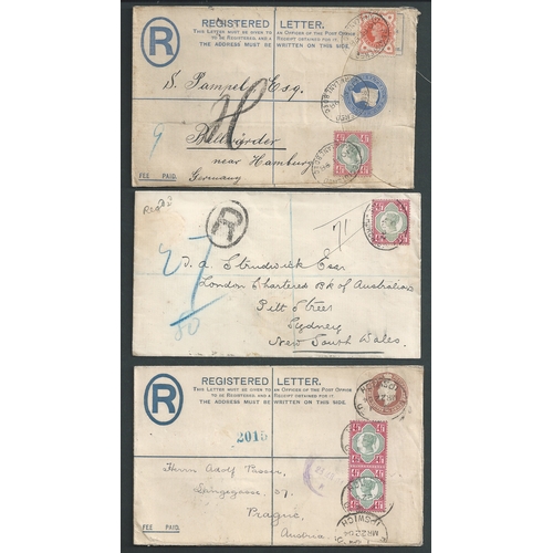 414 - 1892-1904 Registered covers all bearing 1892 Jubilee issue 4½d green and carmine, comprising si... 