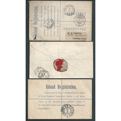 414 - 1892-1904 Registered covers all bearing 1892 Jubilee issue 4½d green and carmine, comprising si... 