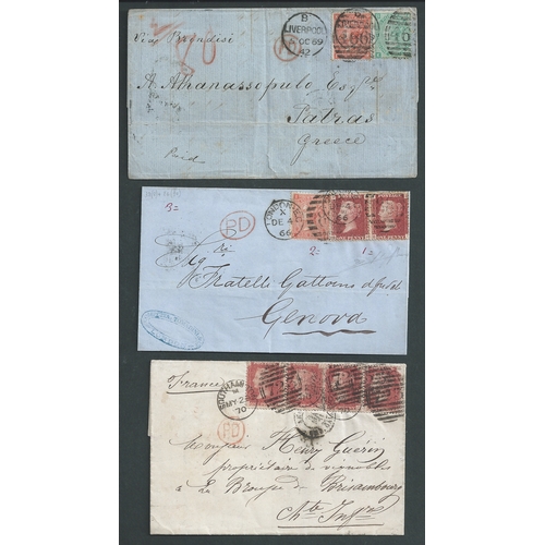 543 - 1851-78 Covers and entire letters addressed abroad including 1851 cover from Middlesborough to Franc... 