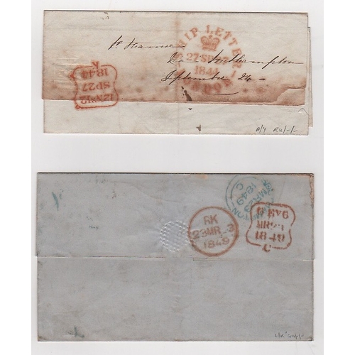 594 - London / Southampton. 1844-49 Entire letter and an entire from Havre to London, the first with red b... 