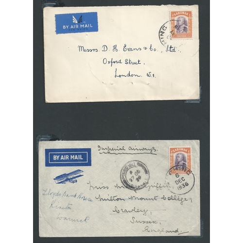 121 - Sarawak / North Borneo. 1935-39 Commercial covers from Sarawak to England franked 25c (2 covers) or ... 