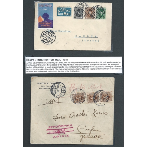 125 - Egypt /Greece - Crash Covers. 1933 Covers flown from Alexandria, comprising March 5th cover from Cai... 