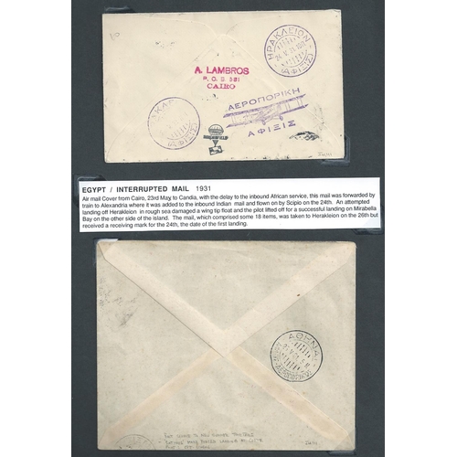 125 - Egypt /Greece - Crash Covers. 1933 Covers flown from Alexandria, comprising March 5th cover from Cai... 