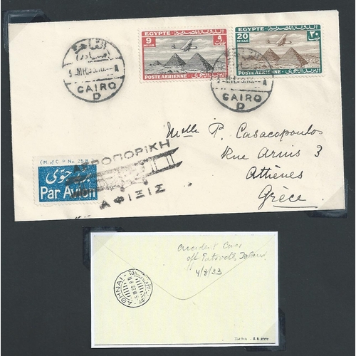 125 - Egypt /Greece - Crash Covers. 1933 Covers flown from Alexandria, comprising March 5th cover from Cai... 