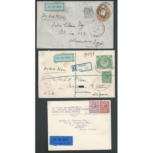 128 - Kenya - Gladstone Airways. 1927 (Feb 10) Covers from Nairobi carried on the first return flight from... 