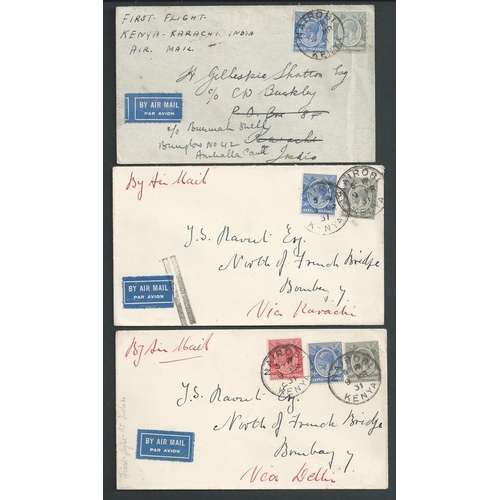 130 - Kenya / India. 1931 (Mar 9) Covers from Nairobi to India (5) or the Philippine Islands, all carried ... 