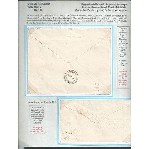 137 - 1929 Covers flown from Perth to Adelaide, comprising first G.B acceptance posted from London (May 9)... 