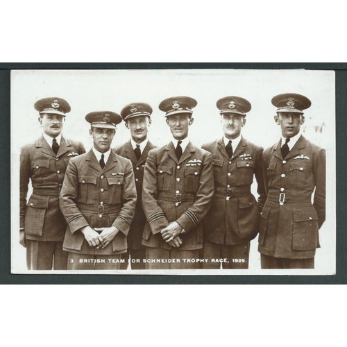 18 - Schneider Trophy. 1929 Picture postcard depicting the British Schneider Trophy team, registered at G... 