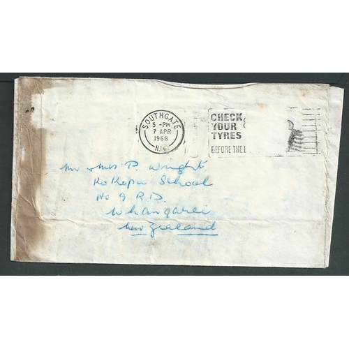 199 - G.B / New Zealand. 1968 (Apr 7) Cover from London to Whanganui, minor scorching and the stamp washed... 