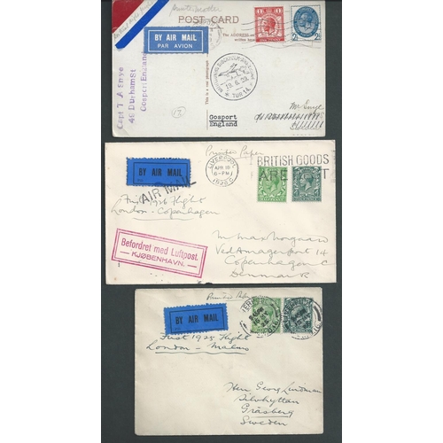 52 - 1921-29 Covers and cards comprising 1921 (June 30) registered cover to India franked 8d, flown from ... 