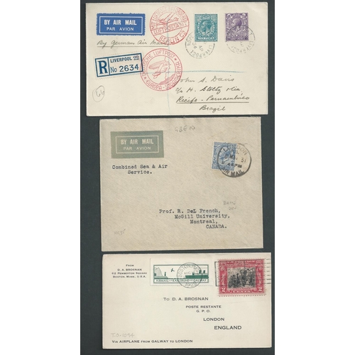 63 - 1929-39 Covers including 1929 USA to London flight flown from Galway, with flight vignette; 1931 G.B... 