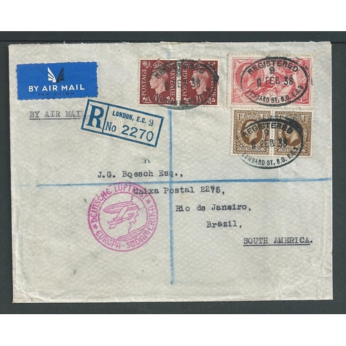 63 - 1929-39 Covers including 1929 USA to London flight flown from Galway, with flight vignette; 1931 G.B... 