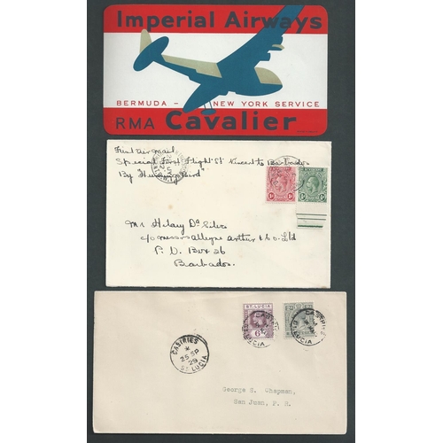 64 - Bermuda / West Indies. 1929 St. Lucia to San Juan and 1932 St. Vincent to Barbados first flight cove... 