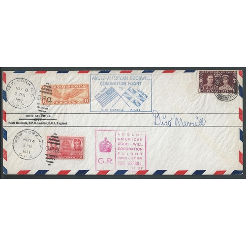 65 - Dick Merrill. 1936 (Aug 21-28) Telegrams sent to Merrill in the USA concerning his forthcoming fligh... 