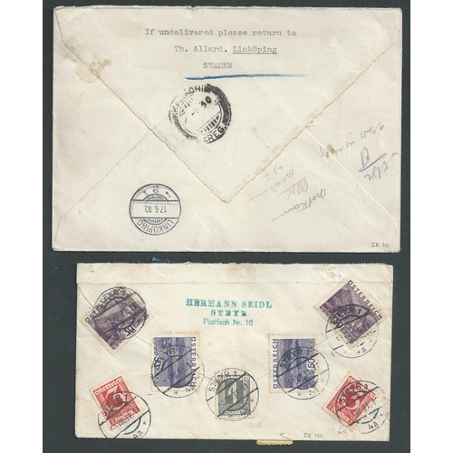 66 - Covers to India. 1929-37 Covers to India comprising 1929 covers from Switzerland to Karachi (3) and ... 