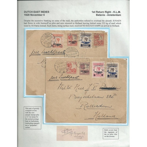 71 - Netherlands / Netherlands Indies. 1928 Covers from Soerabaja to Holland carried on the KLM return pr... 