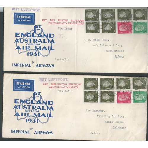 73 - Germany. 1931 (Apr 4-23) Covers carried on the London - Australia experimental flights, comprising p... 