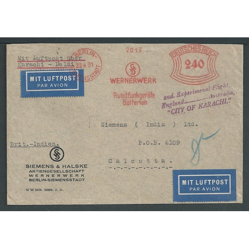 73 - Germany. 1931 (Apr 4-23) Covers carried on the London - Australia experimental flights, comprising p... 